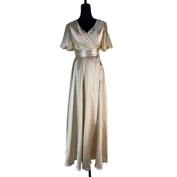 Champagne Satin Wrap Gown – NWOT – One Size (S–XL) - Picture 1 of 6